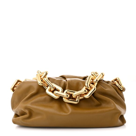 Bottega Veneta Calfskin The Pouch Chain Teak Handbag Shoulder Bag - Picture 1 of 7